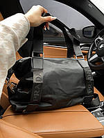 Женская подарочная сумка Prada Black (черная) S41 красивая, стильная, спортивная сумка на текстильном ремне