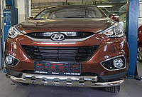 Защита переднего бампера (двойная нержавеющая труба - двойной ус) Hyundai Ix-35 (10+) d60х1,6мм