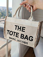 Женская сумка тоут Марк Джейкобс белая текстильная Marc Jacobs Tote Bag