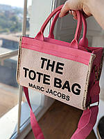 Женская сумка тоут Марк Джейкобс малиновая текстильная Marc Jacobs Tote Bag