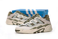 Мужские кроссовки Adidas Niteball (бежевые с хаки) рефлективные спортивные модные кроссы К14368 cross mood
