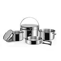 Набор посуды походный (2 кастрюли, котелок, сковородка) Naturehike NH22CJ005 silver