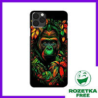 Чехол с картинкой для iPhone 13 (обезьяна в цветах)