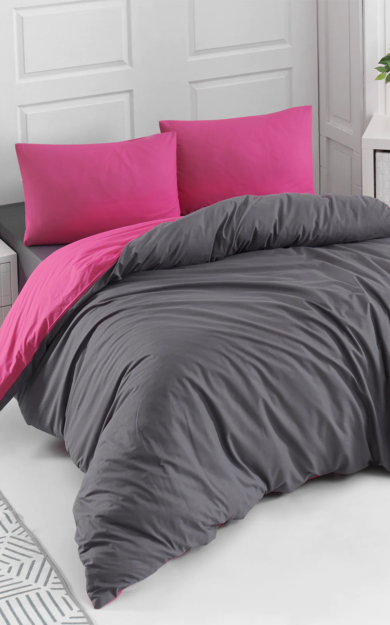 Турецька Постільна Білизна Charlotte Colorpool Ranforse Fusya-Antrasit 200х220см