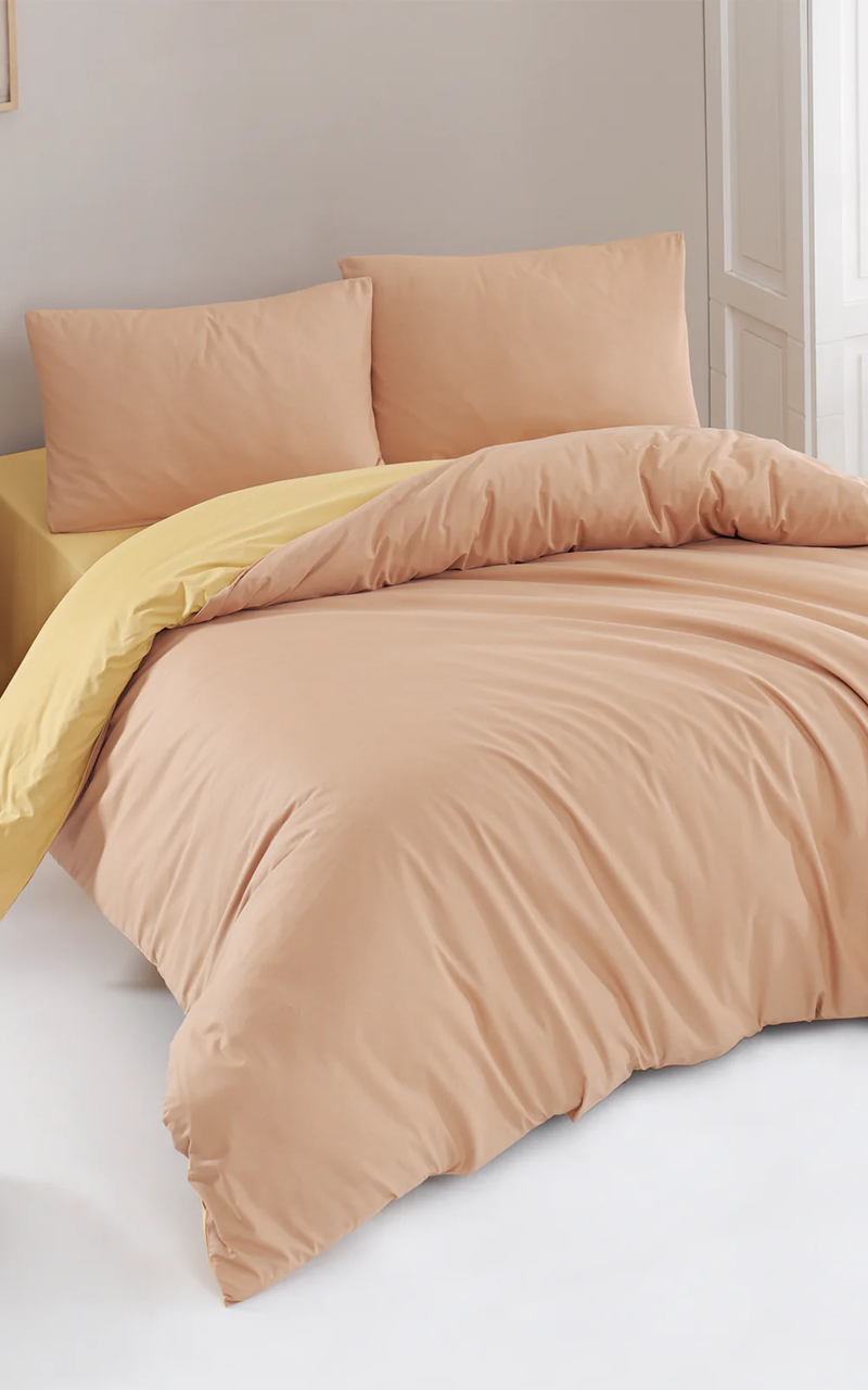 Турецька Постільна Білизна Charlotte Colorpool Ranforse Karamel-Hardal 200х220см, фото 1