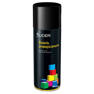 SLIDER Color Емаль аерозольна алкідна глянцева чорна RAL 9005, 400 мл, швидковисихаюча, по металу