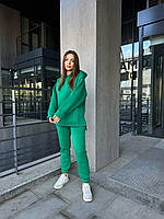 Костюм жіночий турецька тринитка на флісі трава, Oversize