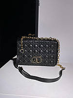 Женская сумка Christian Dior Large Caro Bag Black (черная) KIS03087 стильная на декоративной цепочке cross