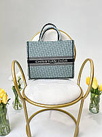 Женская сумка шопер подарочная Dior Large Book Tote Light Green Mono(зеленая) torba0120 стильная Диор cross