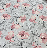 Ткань тефлоновая хлопковая цветы азалия розовые для скатерти штор римских штор