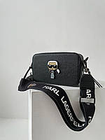 Женская подарочная сумка клатч Karl Lagerfeld Snapshot Black (черная) KIS22002 модная с человечком в очках