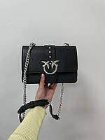 Женская кожаная сумка Pinko Classic Love Bag Icon Simply Black/Silver (черная) KIS08014 стильная для девушки