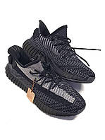 Мужские кроссовки Adidas Yeezy Boost 350v2 Black/Grey (чёрно-серые) стильные легкие отличные кроссы 1986-5