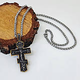 Хрест з ланцюжком чорний градієнт із золотою облямівкою, фото 2