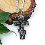 Хрест з ланцюжком чорний градієнт із золотою облямівкою, фото 5