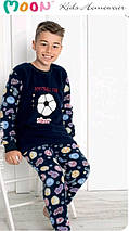Підлітковатеплая флисова пижама для хлопчикаTurkey kids Homewear Skor  5921  темно-синя з принтом, фото 2