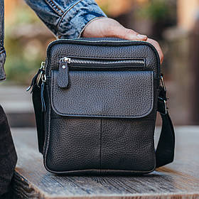 Чоловіча шкіряна сумка через плече Tiding Bag IT-73002 чорна