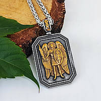 Подвеска под серебро с золотой иконой Архангела Михаила