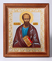 Павел, апостол. Икона в деревянной рамке 11х13 Набор с Днем Ангела, двойное тиснение