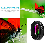 Об'єктив Макро лінза для телефону 2в1 APEXEL 0,45x 4k HD 100 мм Макрооб'єктив ширококутний (APL-0.45XWM), фото 7