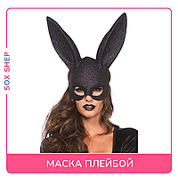 Блестящая черная маска плейбой кролика Leg Avenue Glitter masquerade rabbit mask Black