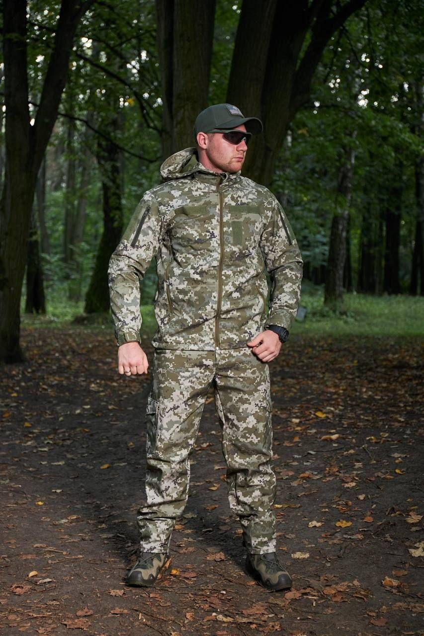 Військовий тактичний костюм штани і куртка Софтшелл Soft Shell Піксель