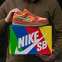 Женские кроссовки Nike SB Dunk Low Grateful Dead Bears Orange (оранжевые с зелёным) яркие осенние кеды I1444