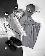 Мужской базовый костюм: рубашка+шорты (серый) RS6 качественная повседневная одежда для парней cross mood