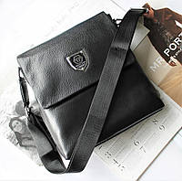 Мужской подарочный набор - сумка и кошелек Philipp Plein черный высокое качество