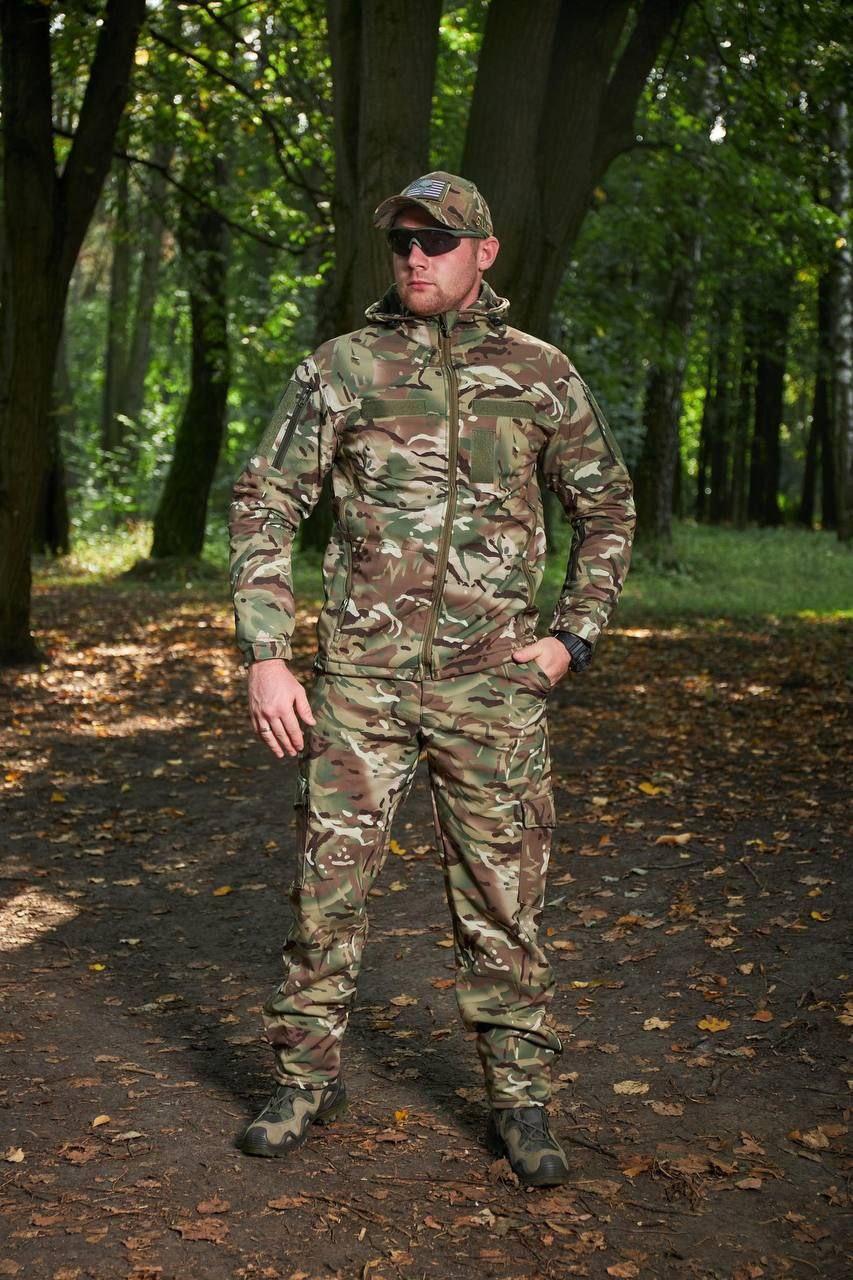 Військовий тактичний костюм штани і куртка Софтшелл Soft Shell Мультикам