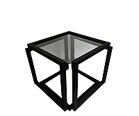 Журнальный квадратный столик «Бесконечность» металл/стекло