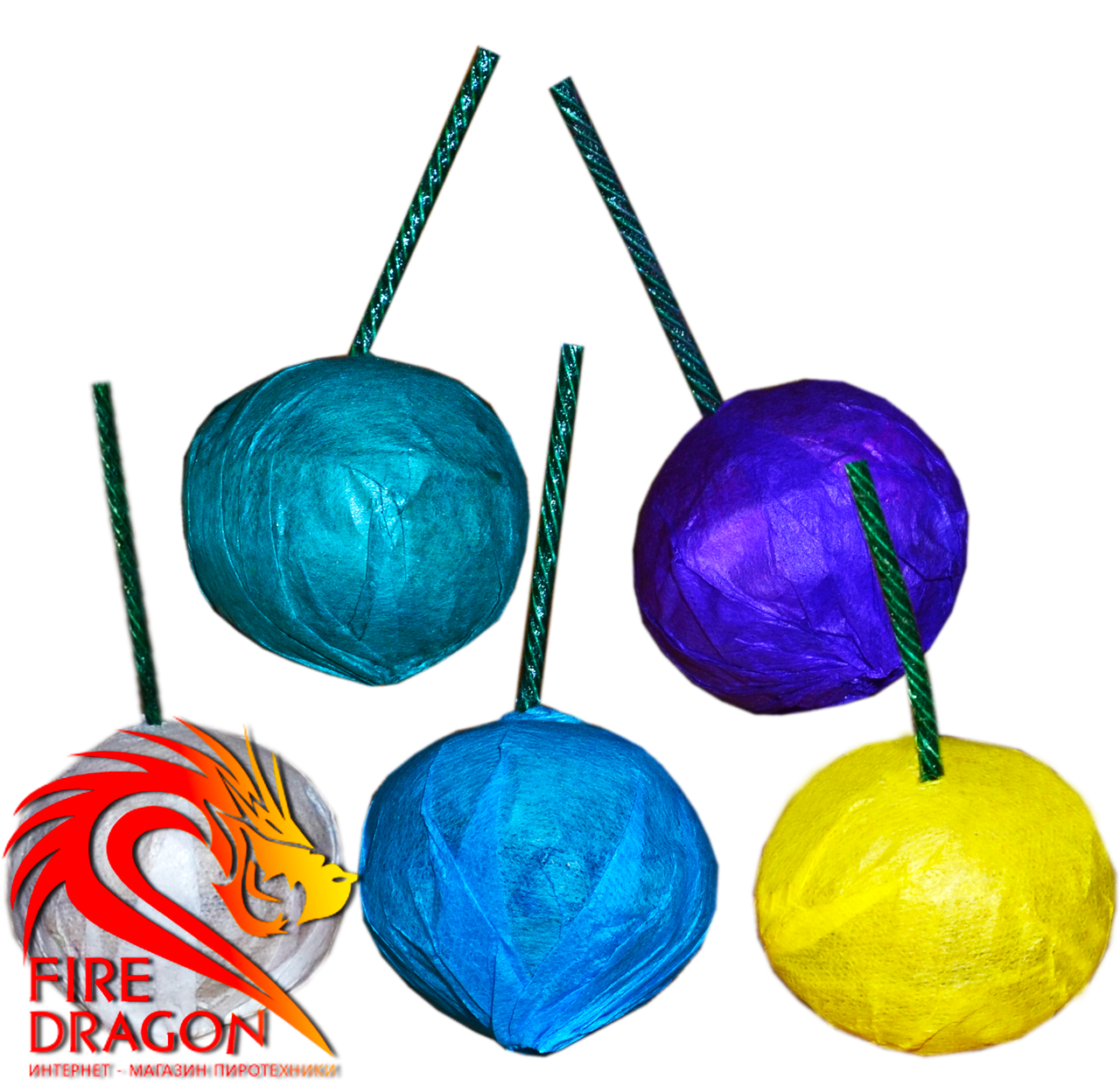 Дымные шарики в упаковке 6 штук, цвет: синий, фиолетовый, зеленый, желтый, белый - фото 1 - id-p1975483850