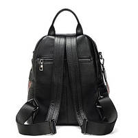 Жіночий шкіряний рюкзак чорний. Молодіжний жіночий рюкзак на щодень NM-31581, фото 7