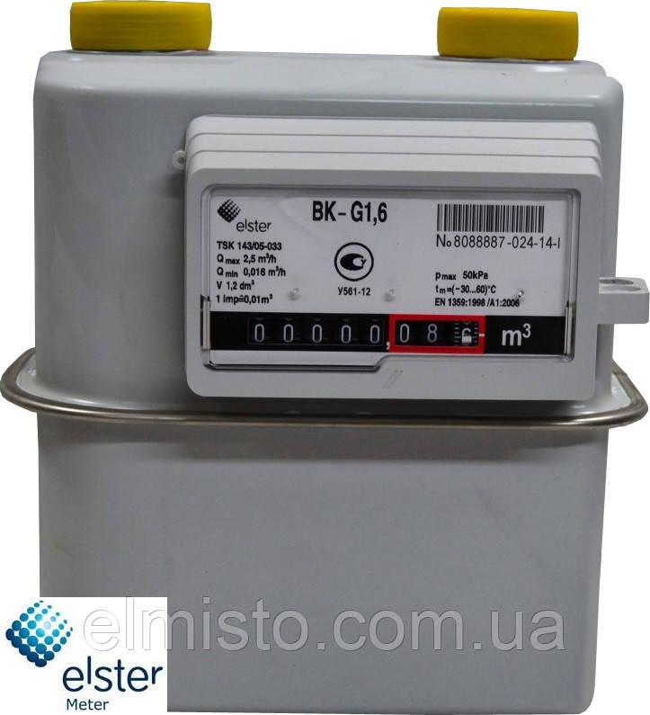 Лічильник газу ELSTER BK G1.6 мембранний (діафрагмінний) побутовий «ElsterGroup» (Словакція-Німеччина) Dn20 G3⁄4", фото 1