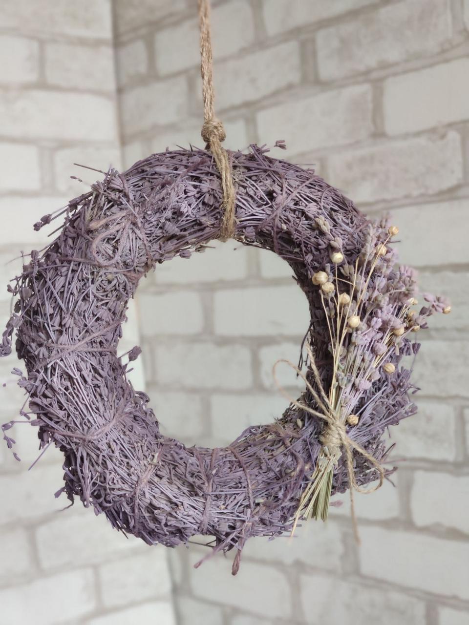 Вінок з натуральної лаванди, віночок оберіг, Д 20 см, фото 1