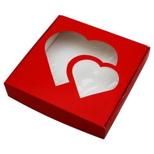 Коробка для пряників Серця Червона, 15х15х3см