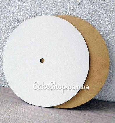Підкладка для багатоярусного торта з отвором біла (ДВП), d-16 см