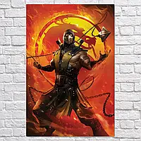 Плакат "Мортал Комбат, Смертельная битва, Скорпион, Mortal Kombat, Scorpion", 90×60см