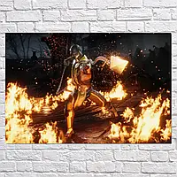 Картина на холсте "Мортал Комбат, Смертельная битва, Скорпион, Mortal Kombat, Scorpion", 42×28см