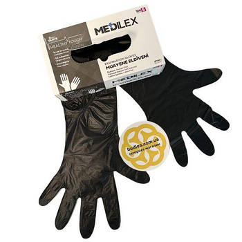 Рукавички медичні S, 100 шт Medilex, TPE, чорні, Reflex