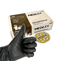 Рукавички медичні S, 100 шт Medilex, TPE, чорні, Reflex, фото 5