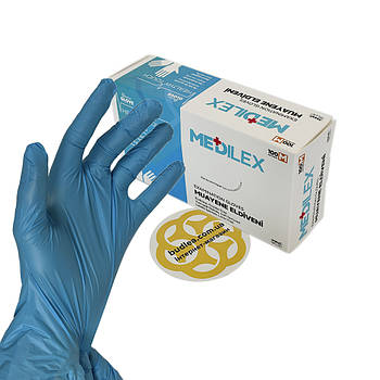 Щільні одноразові медичні рукавички Medilex, TPE, блакитний, M, 100 шт Reflex