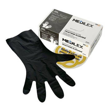Рукавички медичні M, 100 шт, Medilex, TPE, чорний, Reflex