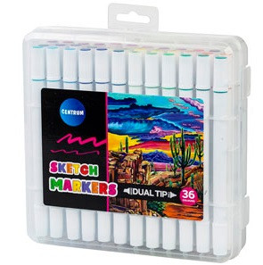 Скетч-маркери Centrum 36 кол двосторонні в ПВХ-упаковці, фото 1