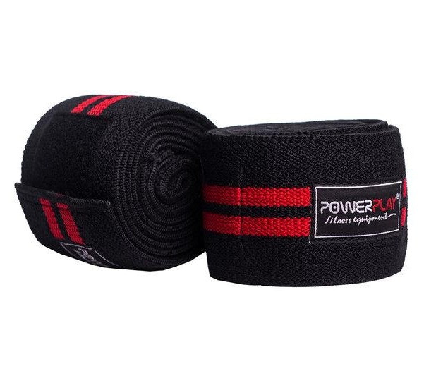 Бинти на коліна PowerPlay 2509 Чорно-Червоні (пара), фото 1