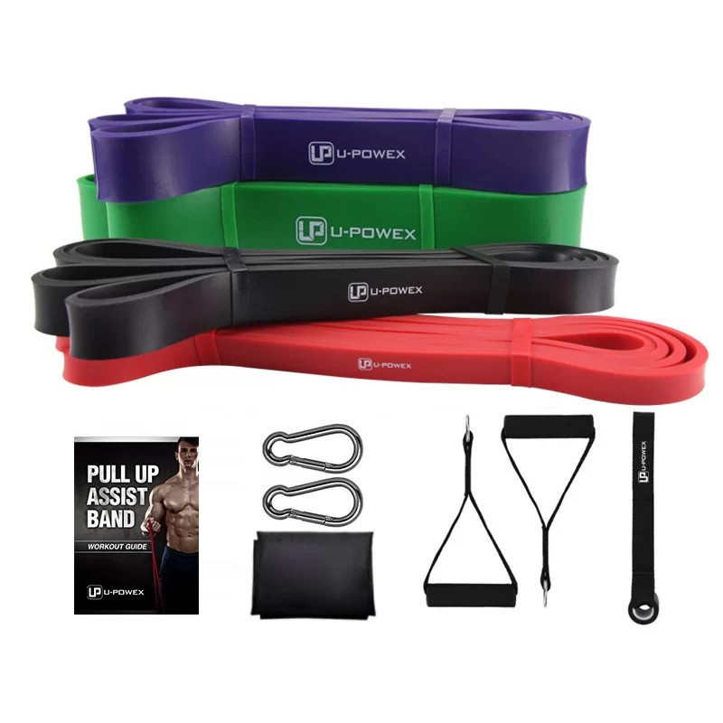 Гумові петлі для тренувань U-POWEX Power Band набір 4 шт.+ якір, + ручки (4,5-57kg)