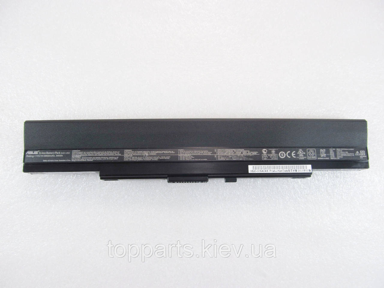 Батарея для ноутбука Asus A42-U53, 5600mAh, 8cell, 15V, Li-ion, чорна, ОРИГІНАЛЬНА
