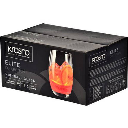 Набір склянок Krosno Long Drink Elite, 360 мл, 6 шт, фото 2