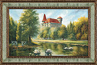 Гобеленовая картина Декор Карпаты Замок с лебедями 70х108 (gb_24)