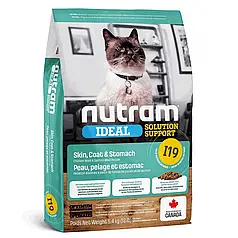 Nutram I19 Ideal SS Холістик для дорослих котiв із чутливим травленням та шкірою, з куркою та лососем